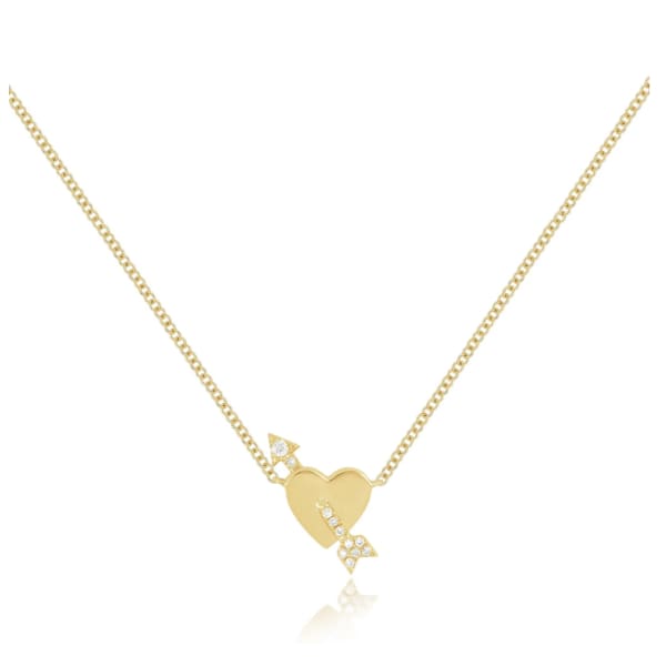 GOLD HEART & DIAMOND ARROW NECKLACE - Jewelry
