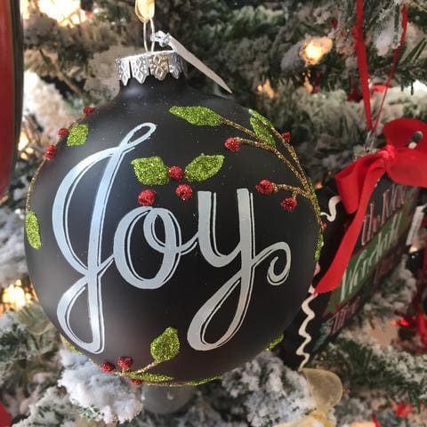 chalkboard joy ornament in st louis at lusso