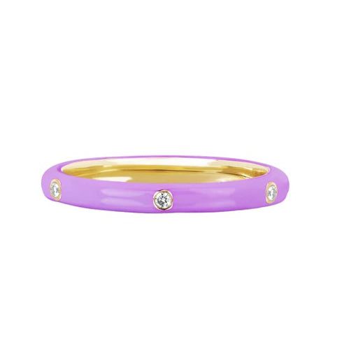 3 diamond lavender enamel stack ring - Jewelry