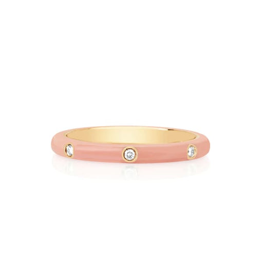coral 3 diamond enamel band - Jewelry