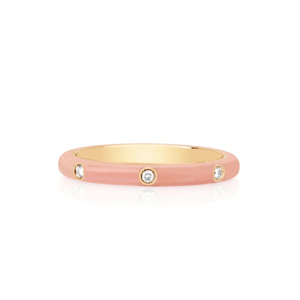 coral 3 diamond enamel band - Jewelry